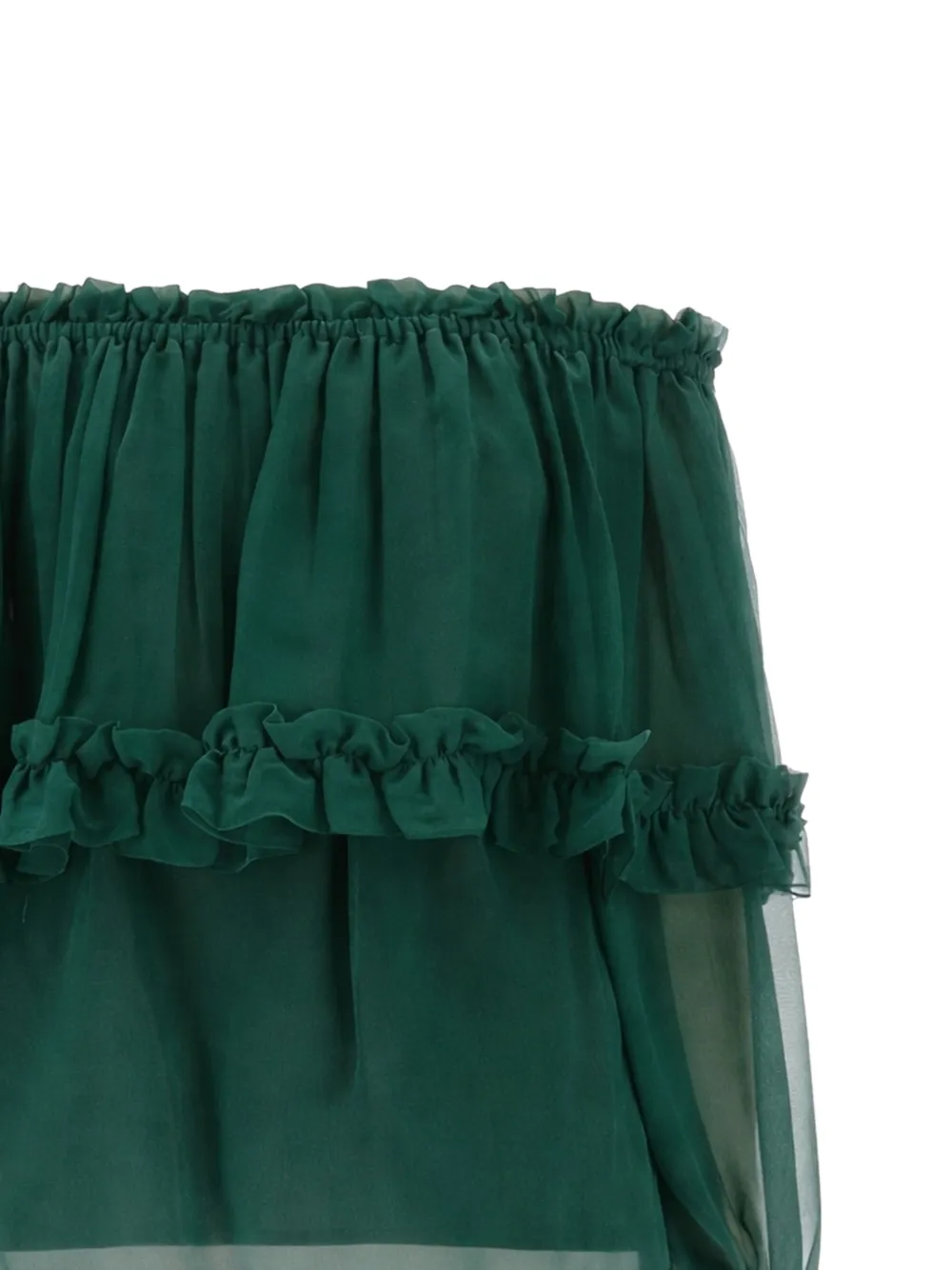  Saint Laurent Ruffled Off-shoulder Top - Green 