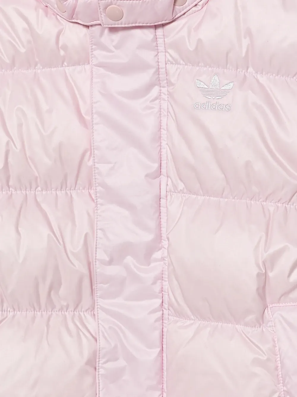  Adidas Kids Logo Quilted Hooded Jacket - Pink 