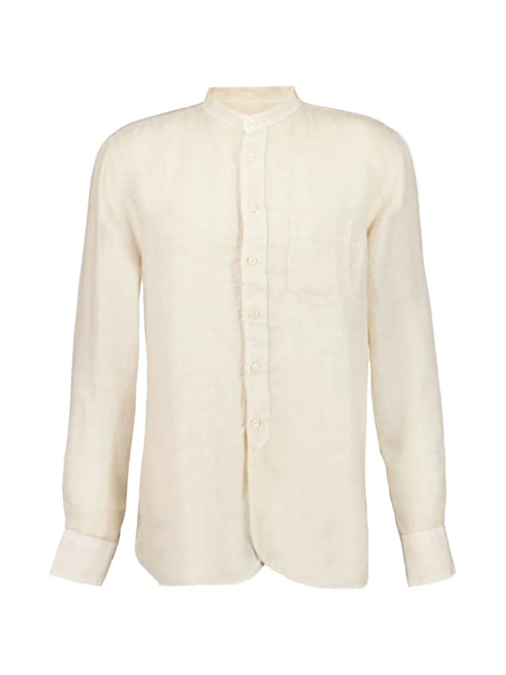 120% Lino band-collar pocket shirt - Toni neutri