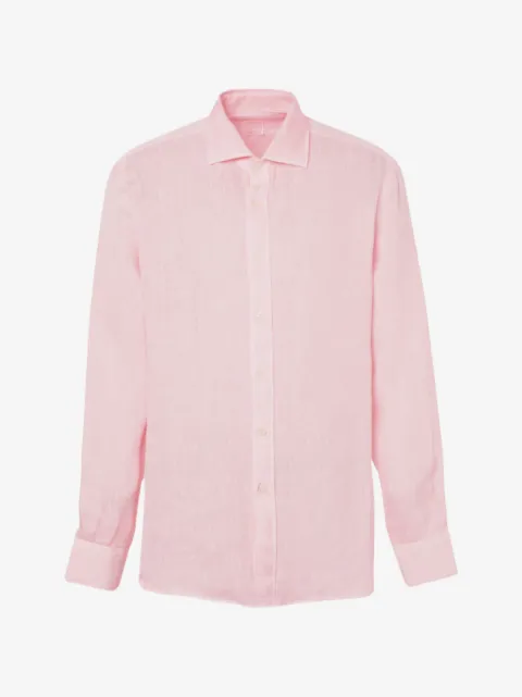 120% Lino Camisa de linho com mangas longas
