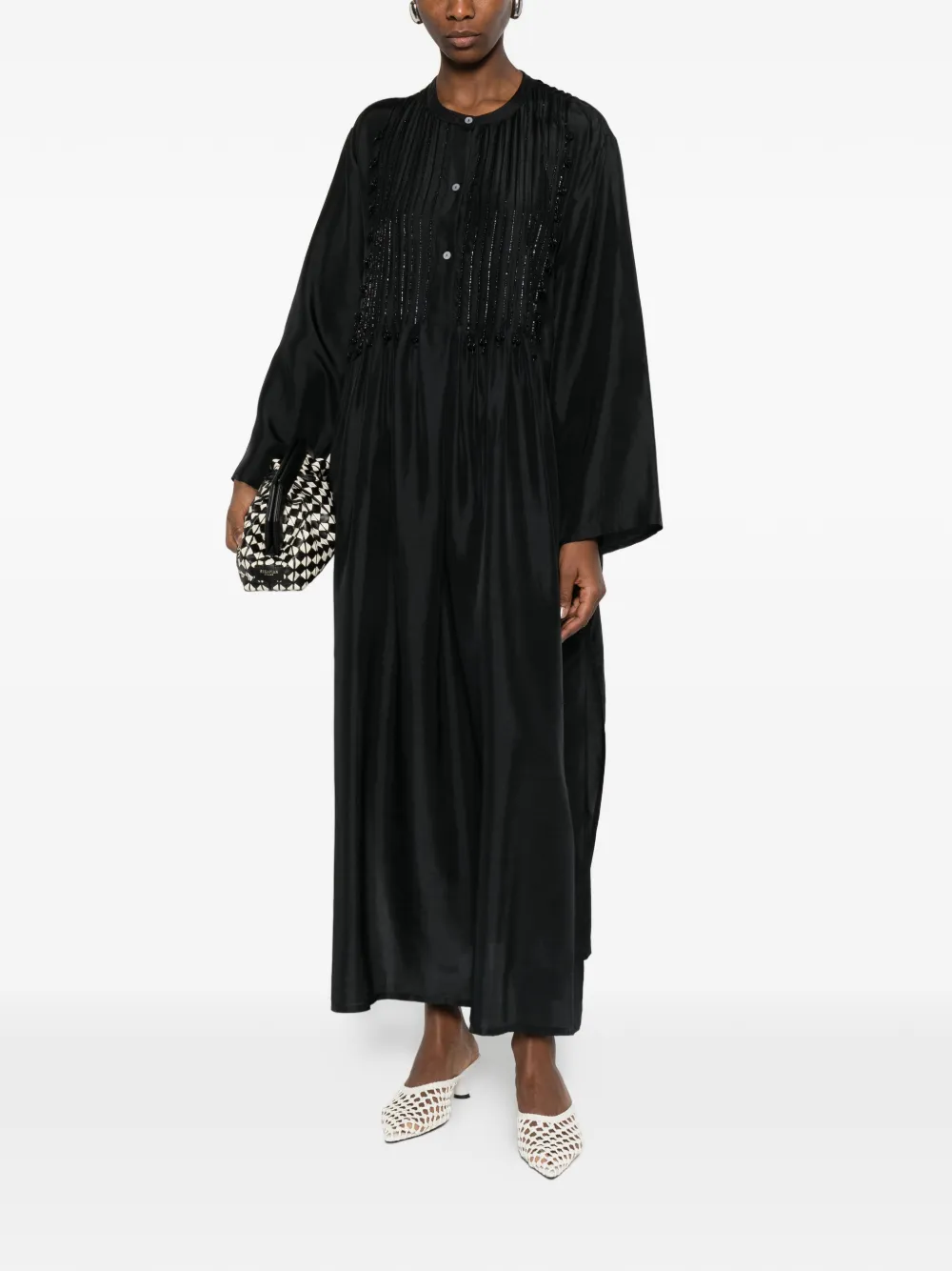  P.a.r.o.s.h. Sadio Bead-embellished Midi Dress - Black 