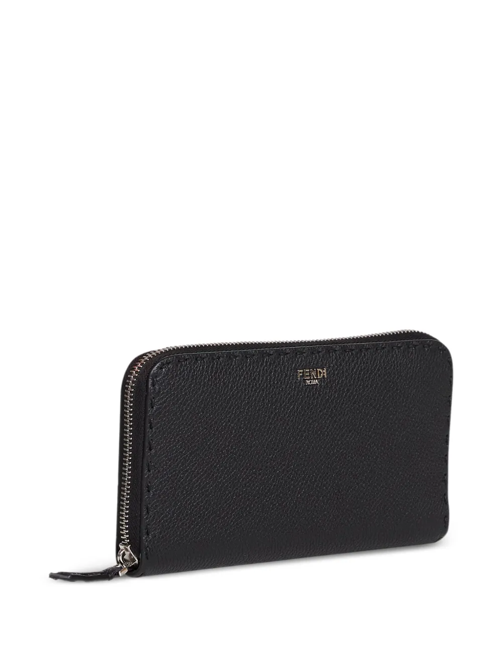  Fendi Zip-up Leather Wallet - Black 