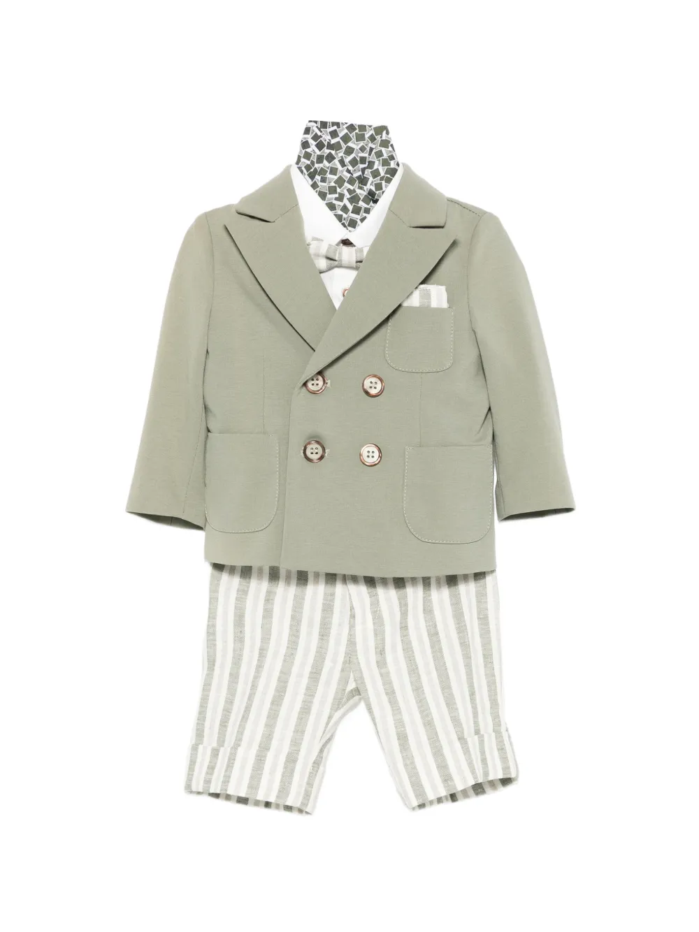 Colorichiari double-breasted striped-pattern shorts set - Verde