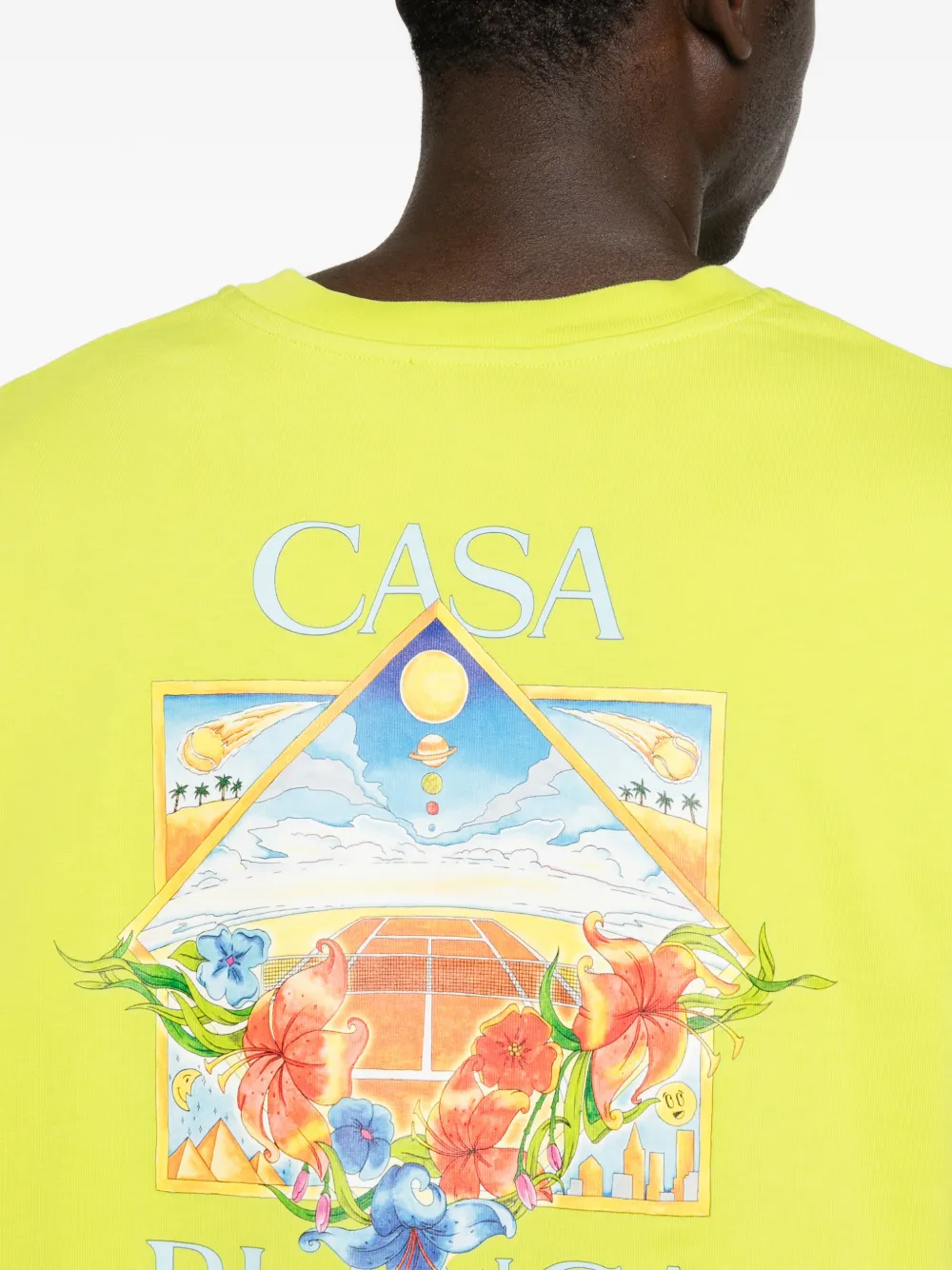 Casablanca Flower Court T-shirt Geel