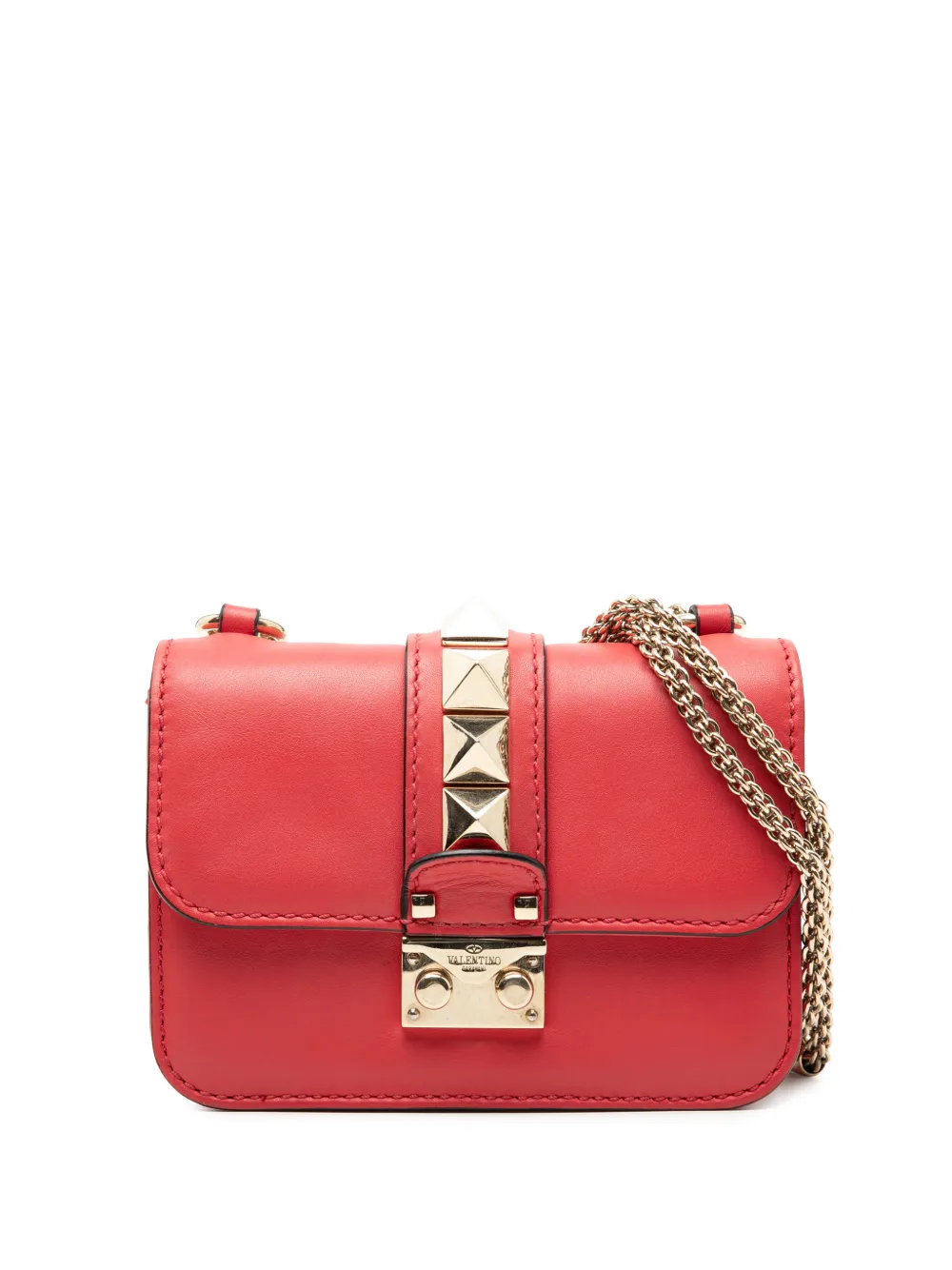 Valentino Garavani Pre-Owned 2000-2017 Mini Leather Rockstud Glam Lock crossbody bag - Rosso