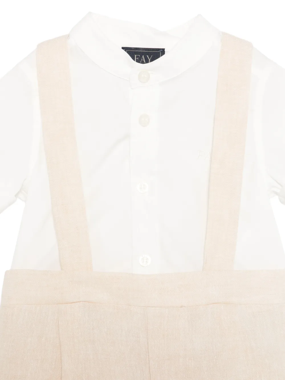  Fay Kids Round-collar Shorts Set - White 