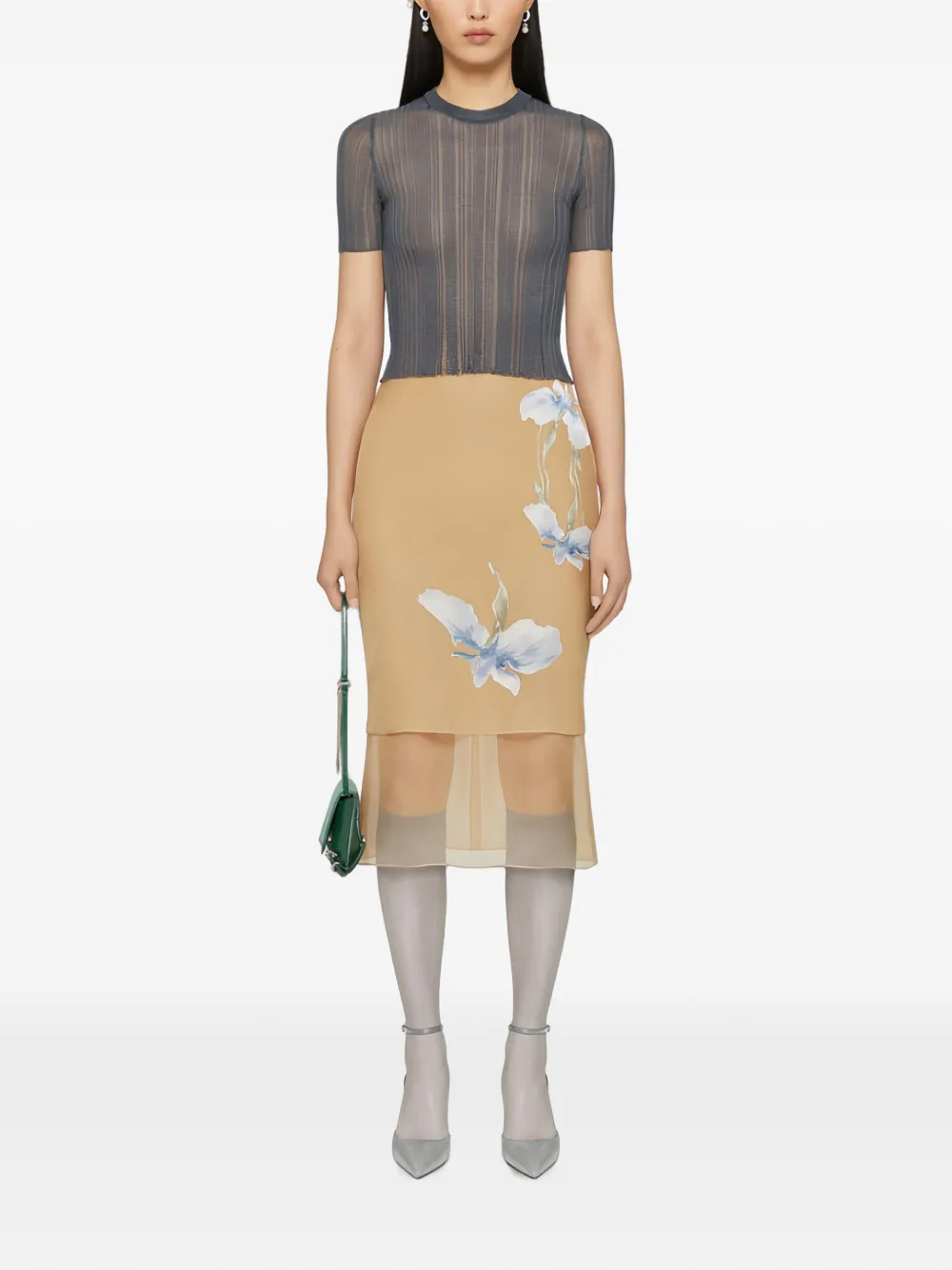 Givenchy Iris gelaagde midi-rok Beige