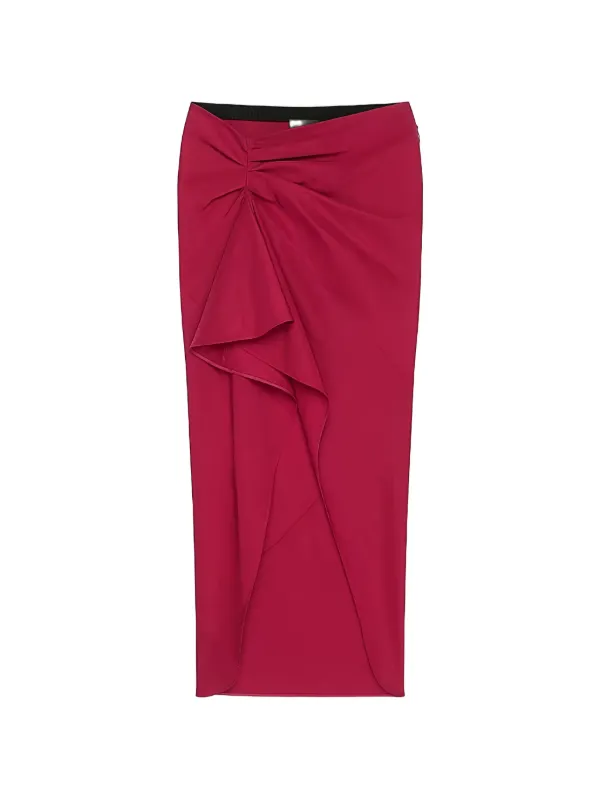 Givenchy Ruffled Asymmetric Midi Skirt in Red