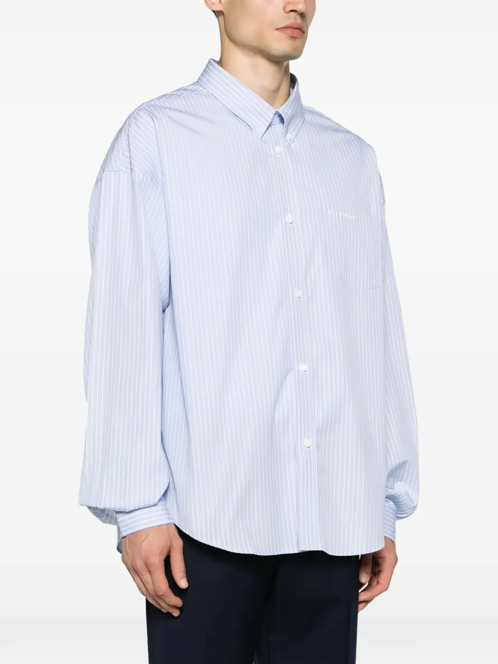 Givenchy vertical-stripe long-sleeve shirt Blauw