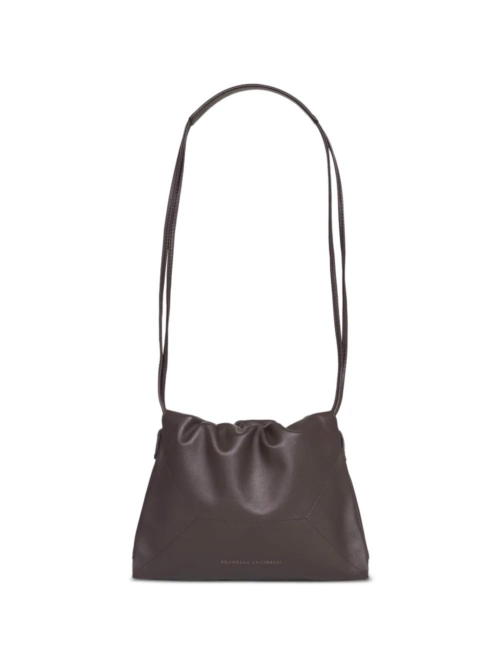 Brunello Cucinelli gathered leather shoulder bag - Marrone