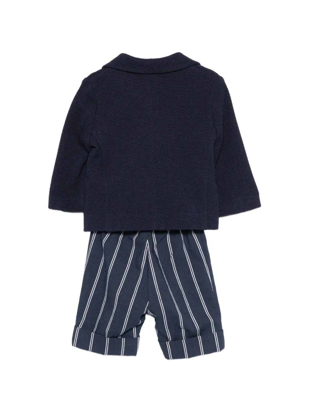 Colorichiari Gestreept shortsset met dubbele rij knopen Blauw