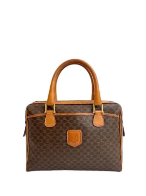 【CELINE】1990s Macadam Pattern Boston Bag Celine Vintage Macadam Pattern Logo Embossed Big Boston Bag