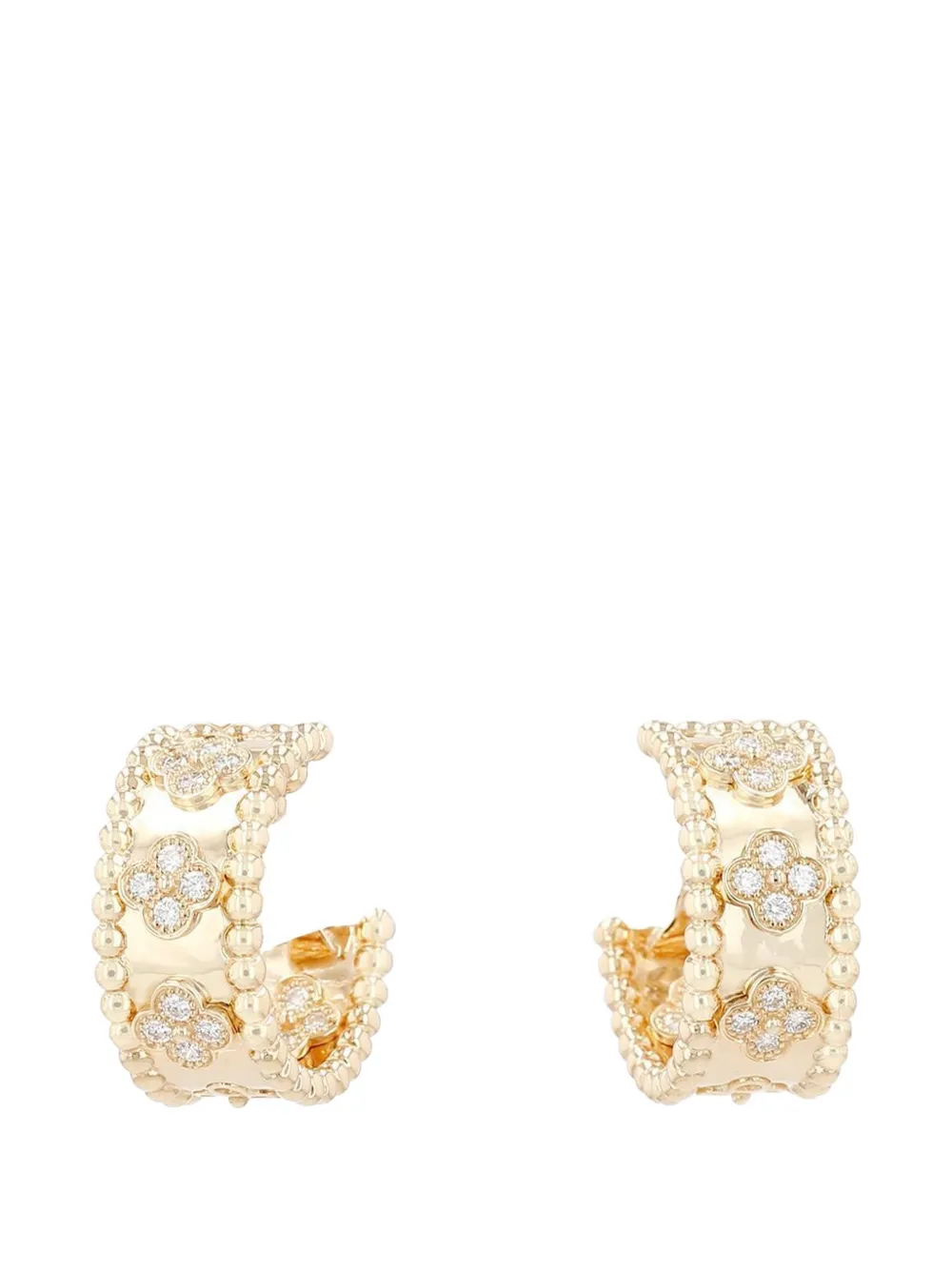 Van Cleef & Arpels 2020s Perlée Trèfle diamond hoop earrings - Oro