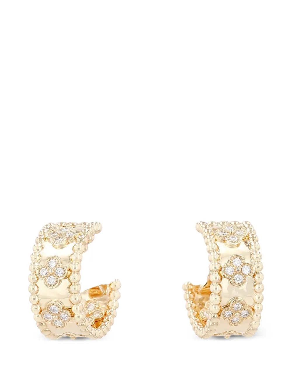 Van Cleef & Arpels 2020s Perlée Trèfle diamond hoop earrings - Oro
