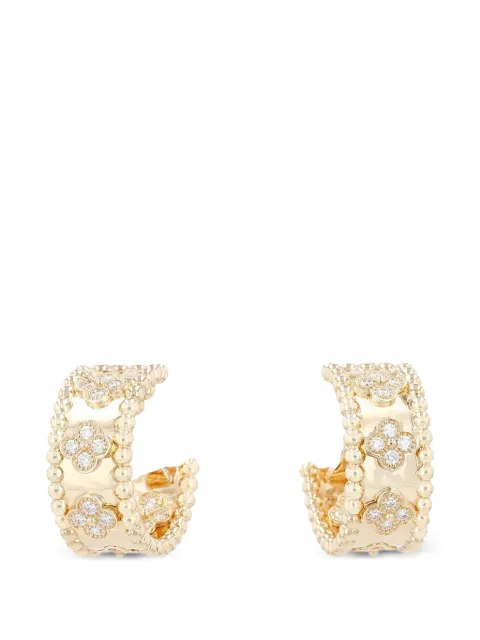 Van Cleef & Arpels 2020s Perlée Trèfle diamond hoop earrings