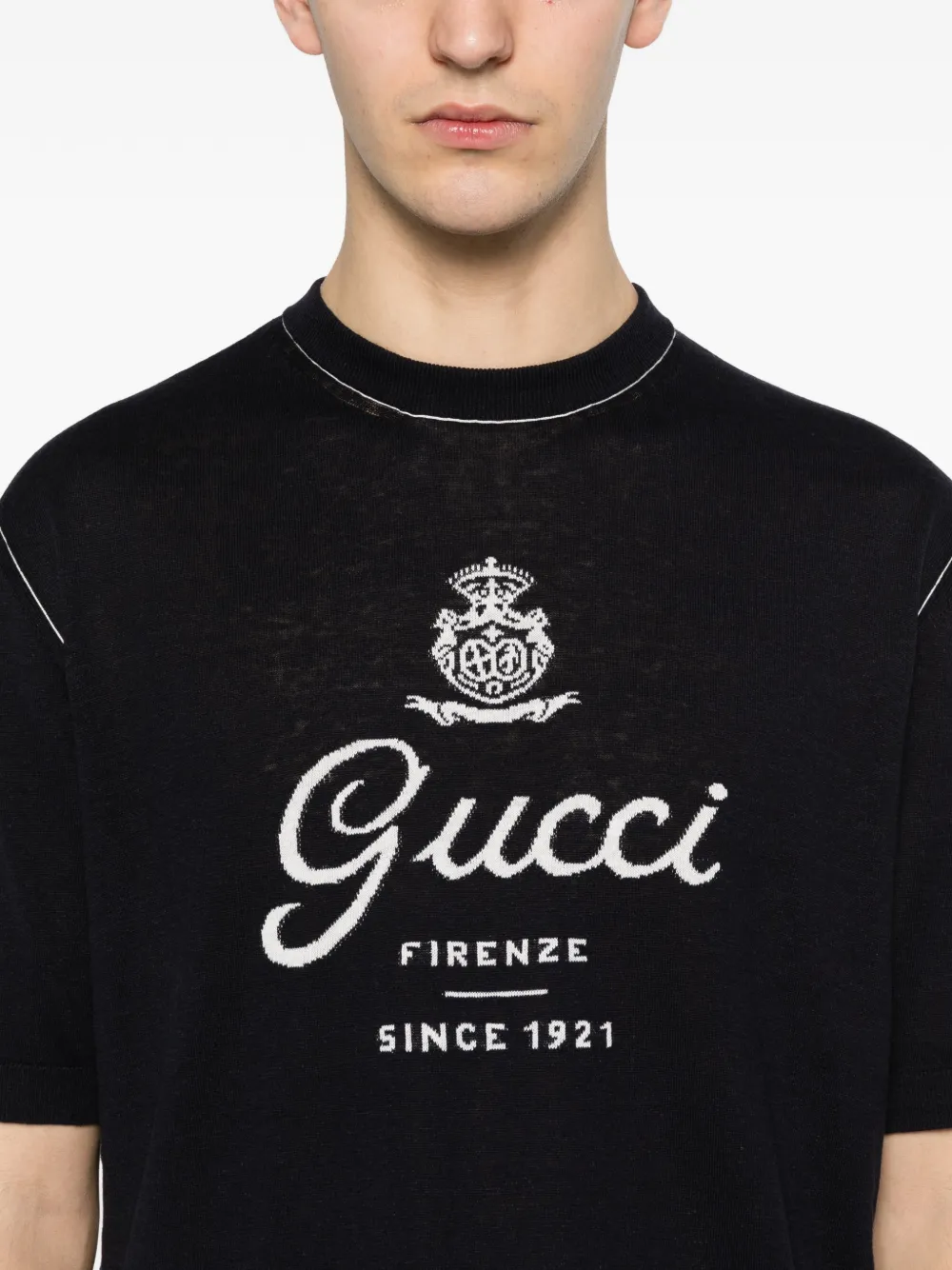 Gucci T-shirt met logodetail Blauw