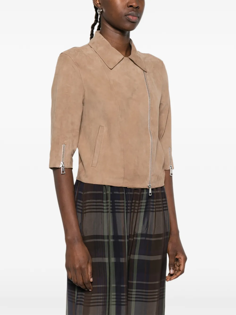  The Jack Leathers Mimi Suede Biker Jacket - Neutrals 
