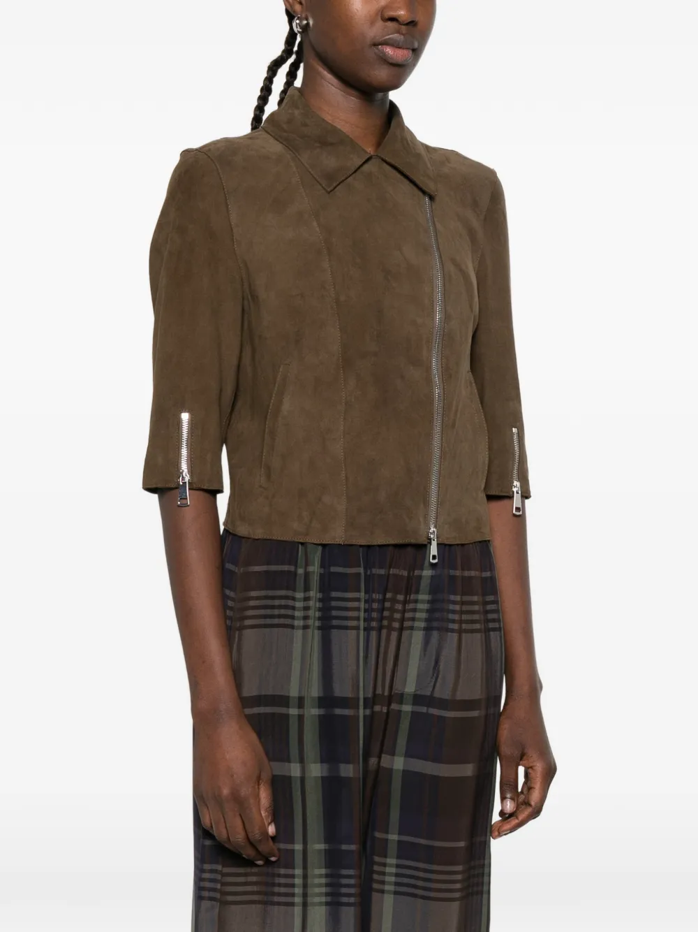  The Jack Leathers Mimi Suede Biker Jacket - Green 