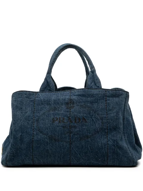 Prada Pre-Owned 2013-2025 Large Denim Canapa Logo satchel