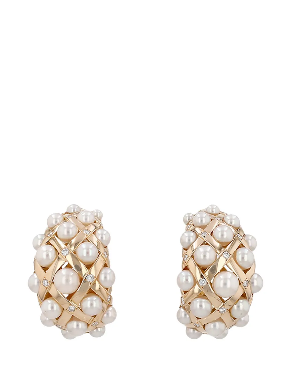 CHANEL Pre-Owned 1990s Baroque diamond pearl yellow gold earrings - Oro