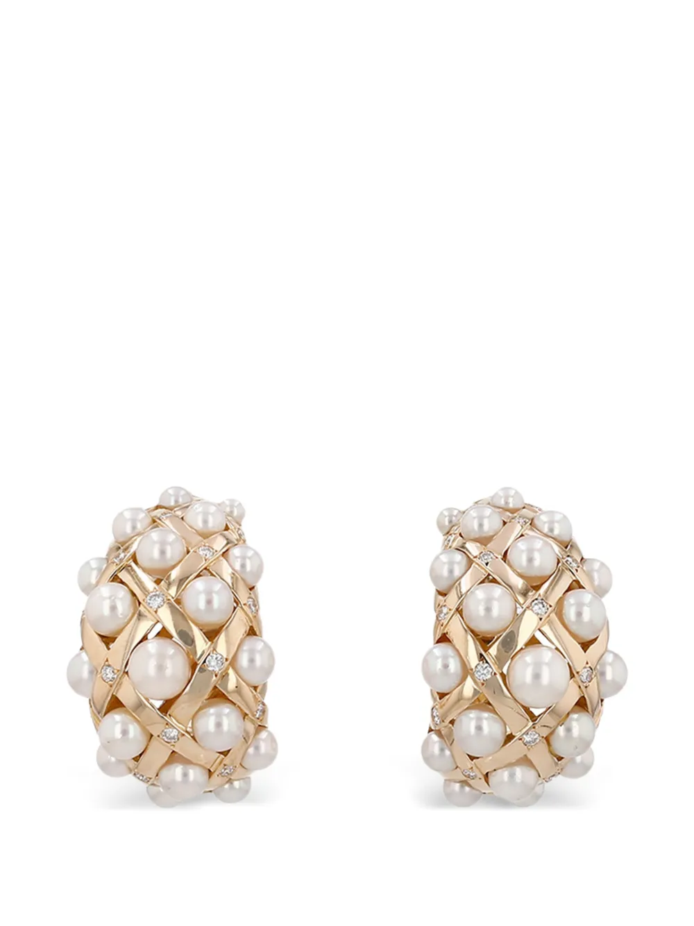 CHANEL Pre-Owned 1990s Baroque diamond pearl yellow gold earrings - Oro
