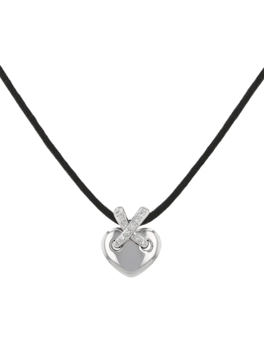 Chaumet 1990s Lien diamond heart pendant - Argento
