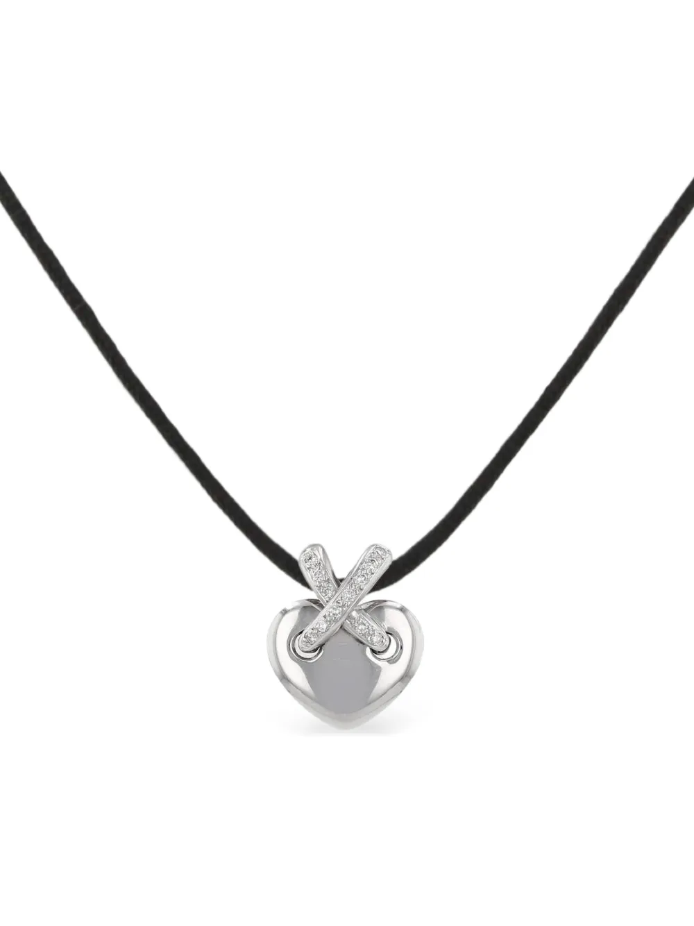 Chaumet 1990s Lien diamond heart pendant - Argento