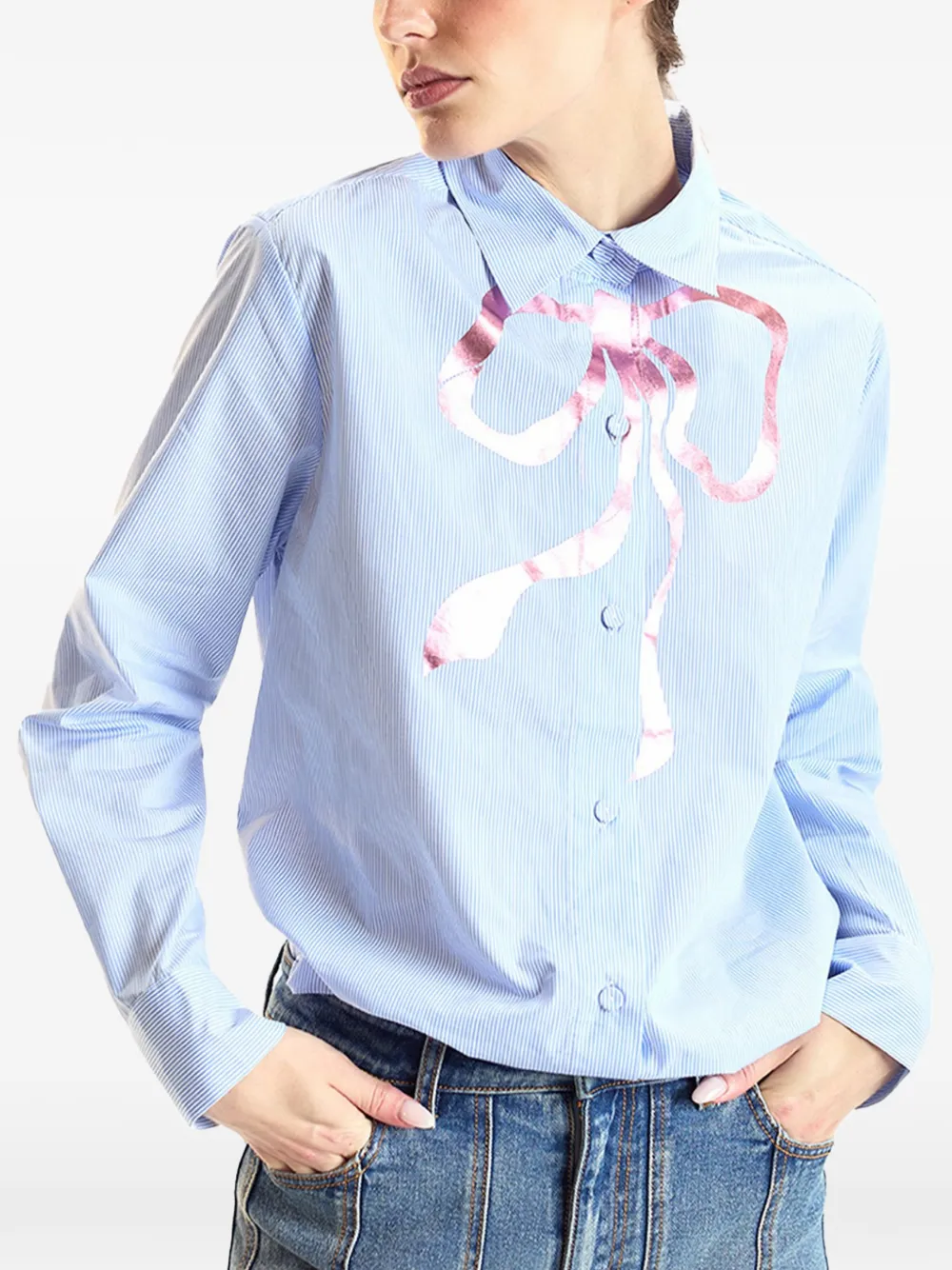 Cynthia Rowley metallic-bow striped shirt - Bleu Cynthia Rowley metallic-bow striped shirt - Bleu