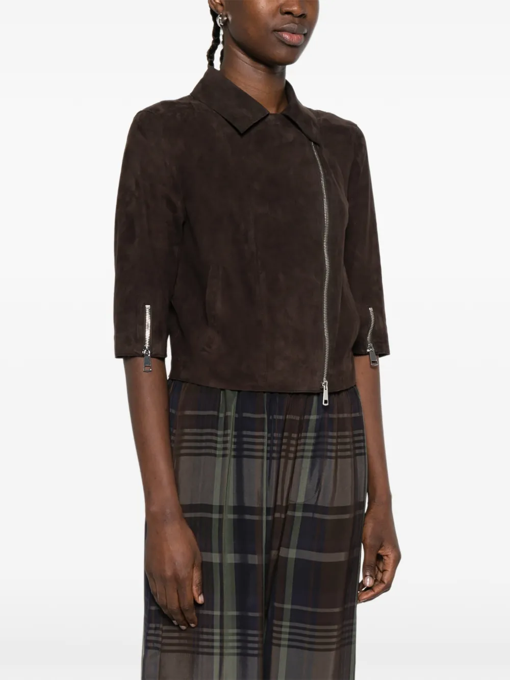  The Jack Leathers Mimi Suede Biker Jacket - Brown 