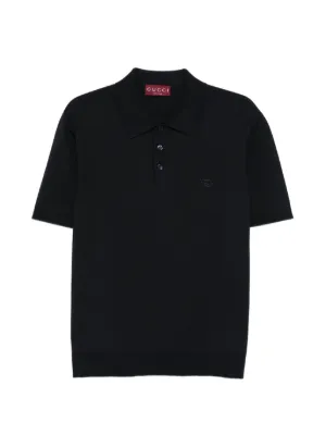 Gucci Web-trim Knitted Polo Shirt | Blue | FARFETCH