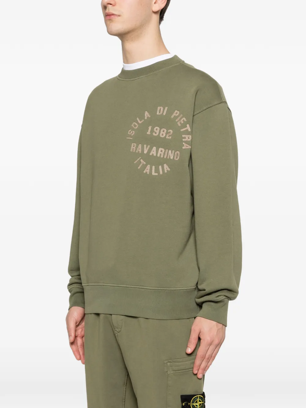 Stone Island 6100003 fleece sweater van biologisch katoen Groen