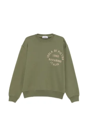 Stone Island waffle-knit Patch Sweatshirt | Green | FARFETCH