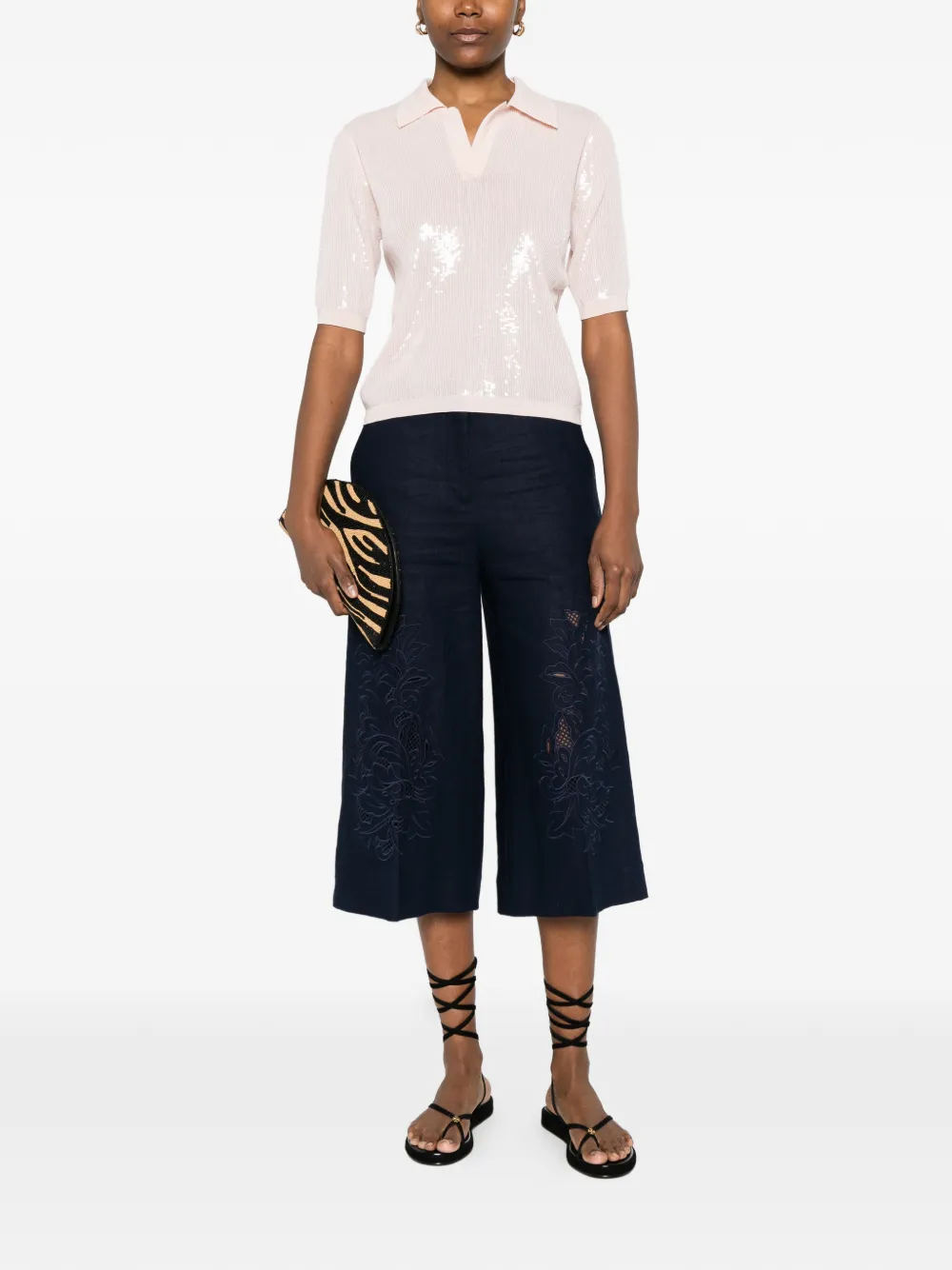  Twinset Sequin Collared Shirt - Pink 