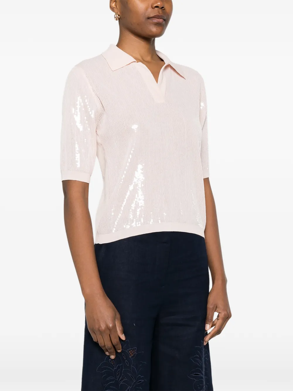  Twinset Sequin Collared Shirt - Pink 