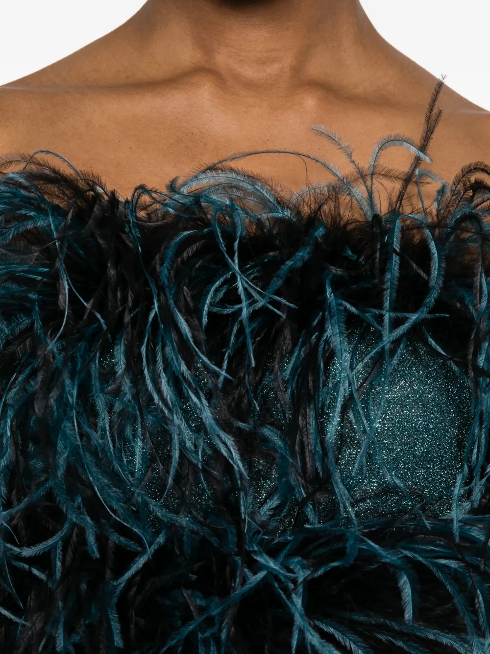 Oséree Mini-jurk met veren Blauw