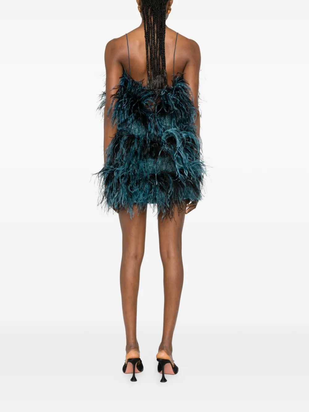 Oséree Mini-jurk met veren Blauw
