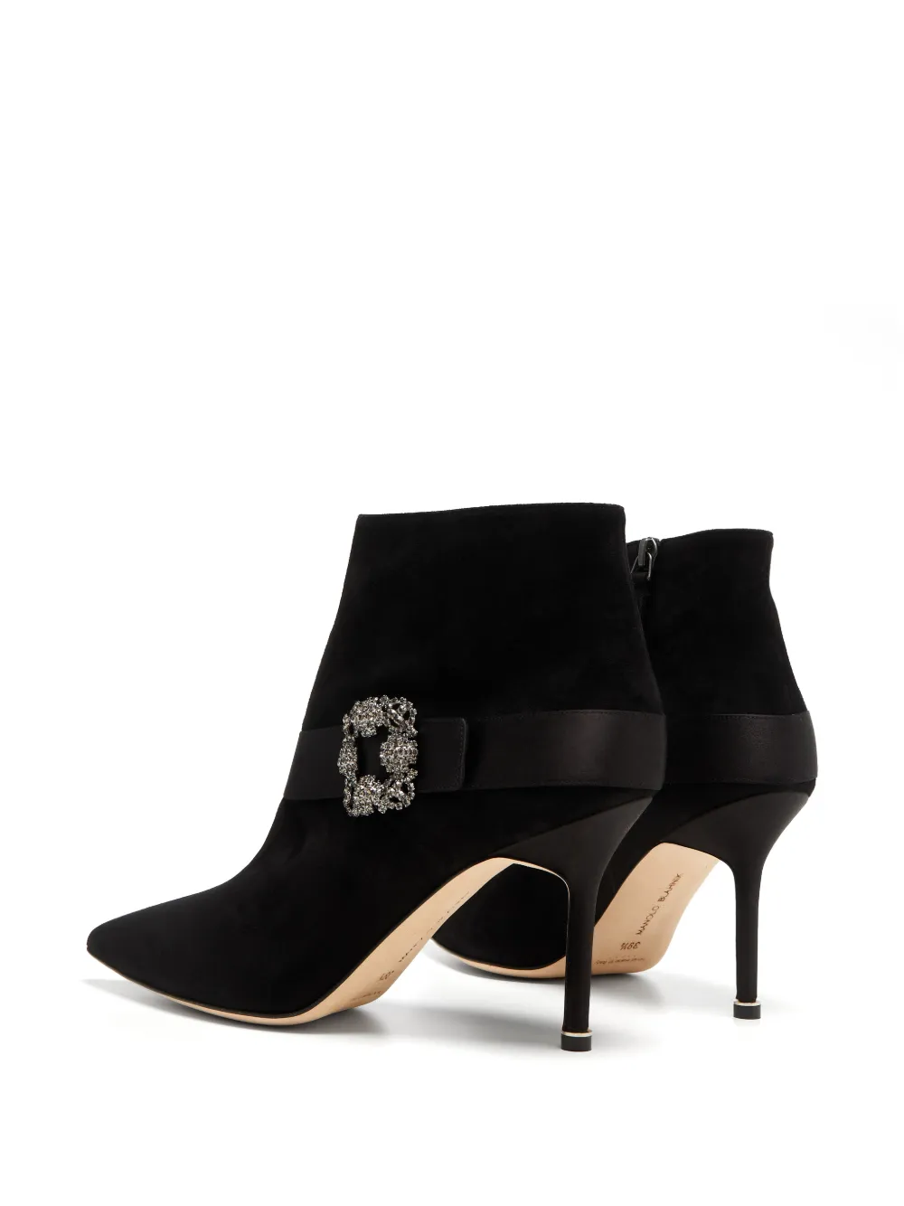 Manolo Blahnik Pliniau enkellaarzen verfraaid met kristallen Zwart