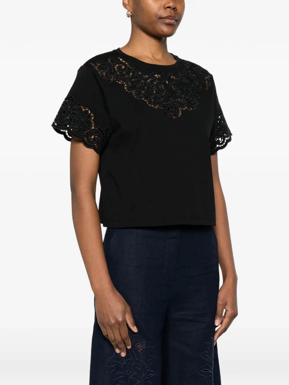 TWINSET T-shirt met kant Zwart
