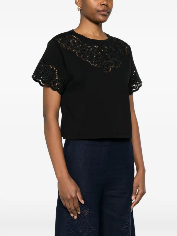 TWINSET Lace T-shirt | Black | FARFETCH ZA