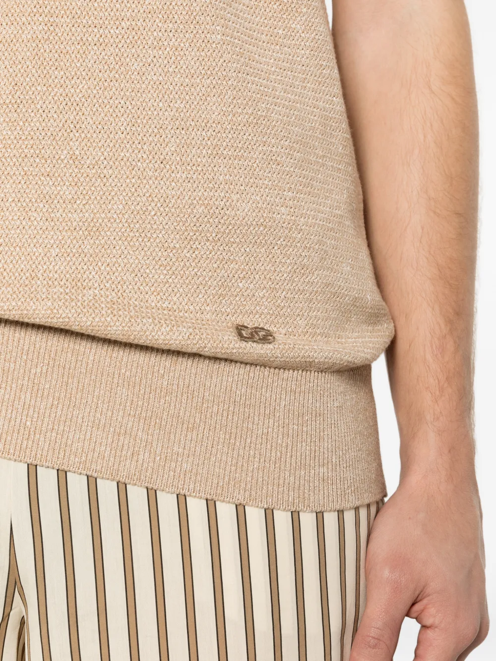 Dolce & Gabbana T-shirt met geborduurd logo en korte mouwen Beige