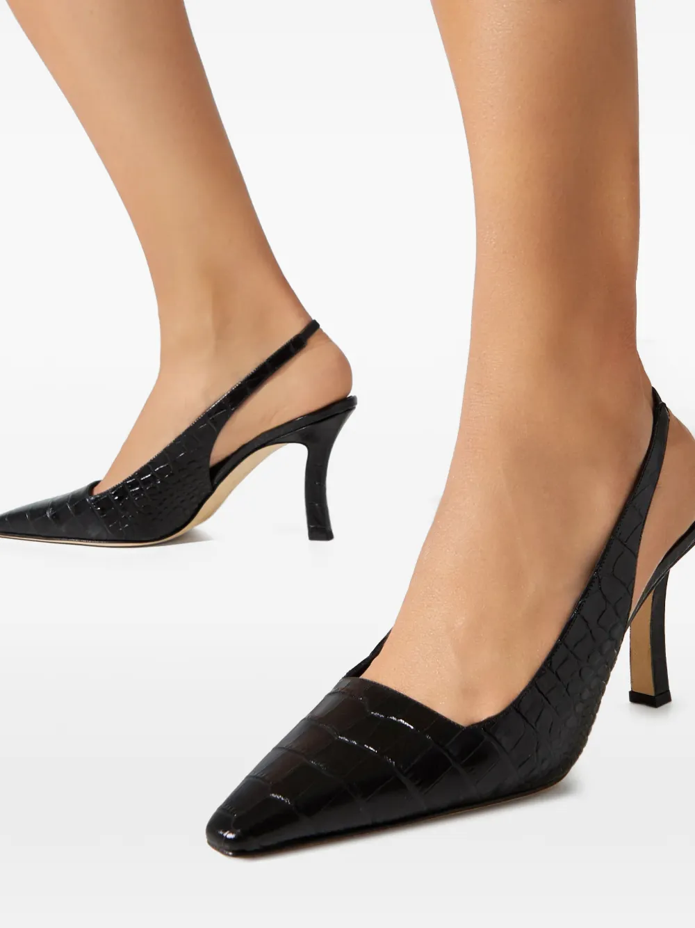 Manolo Blahnik Moirasli pumps met puntige neus Zwart