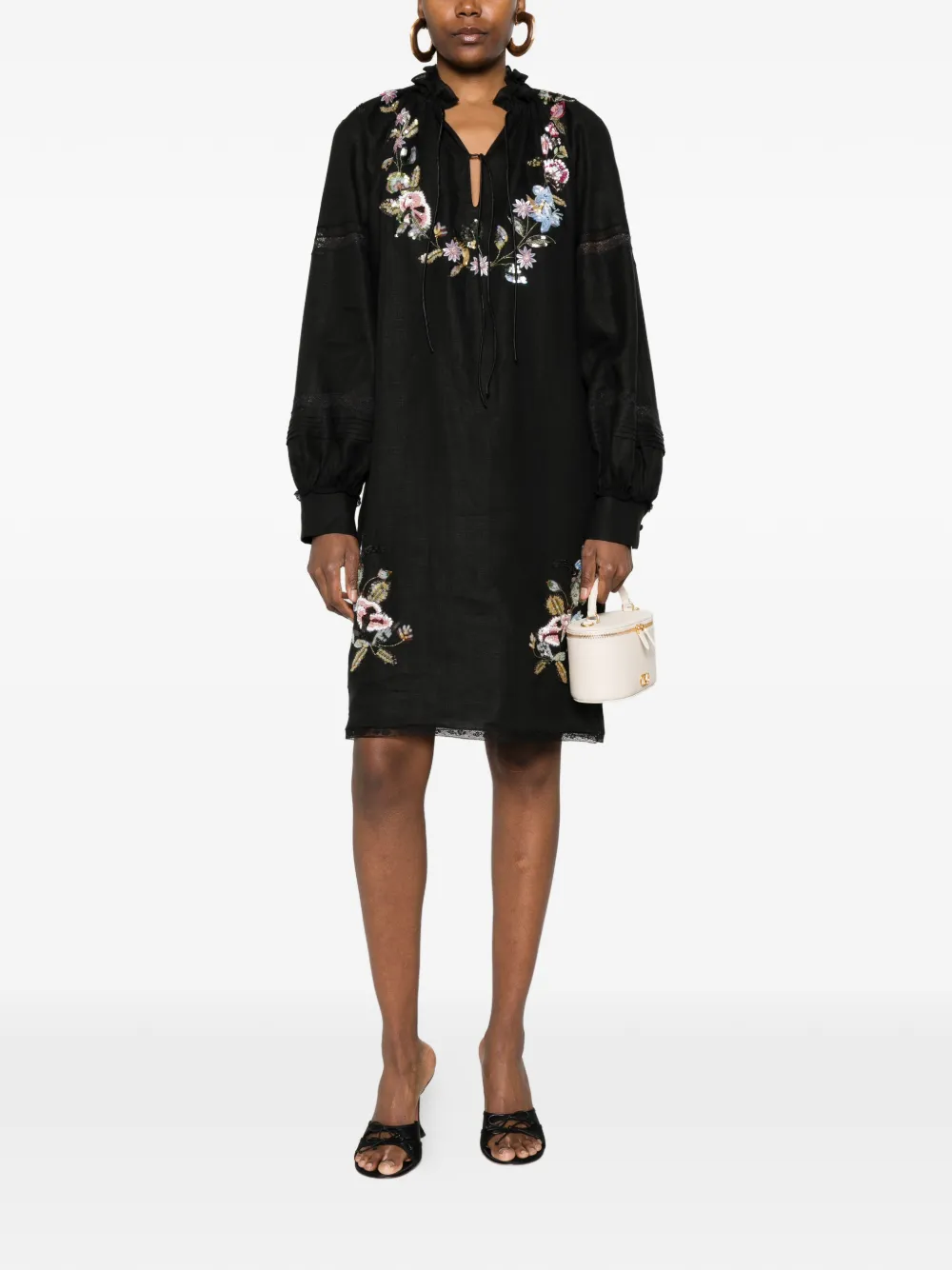 Valentino Garavani Jurk met geborduurde bloemen Zwart