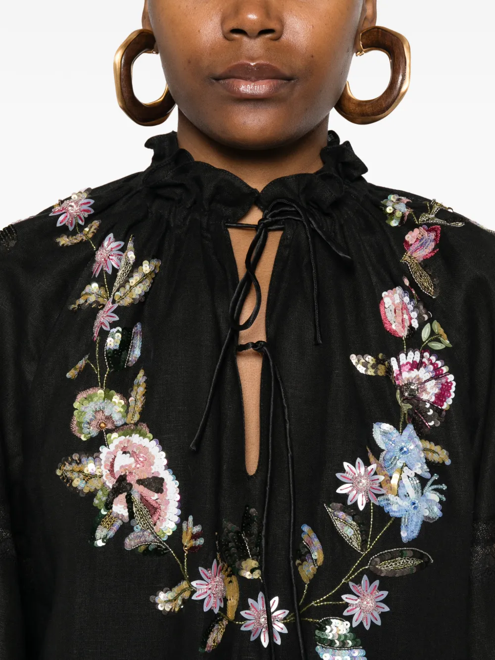Valentino Garavani Jurk met geborduurde bloemen Zwart
