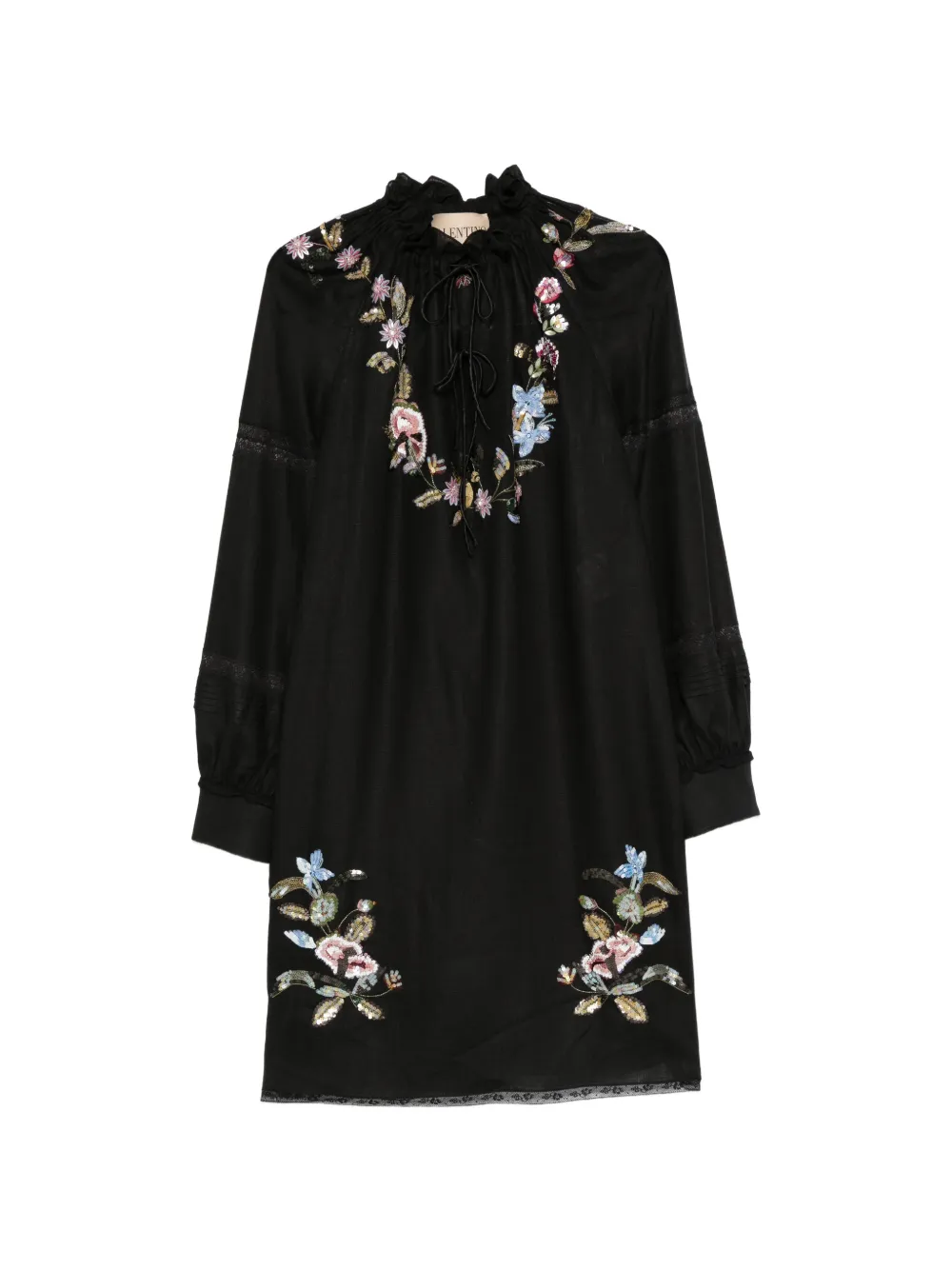 Valentino Garavani floral embroidered dress - Schwarz