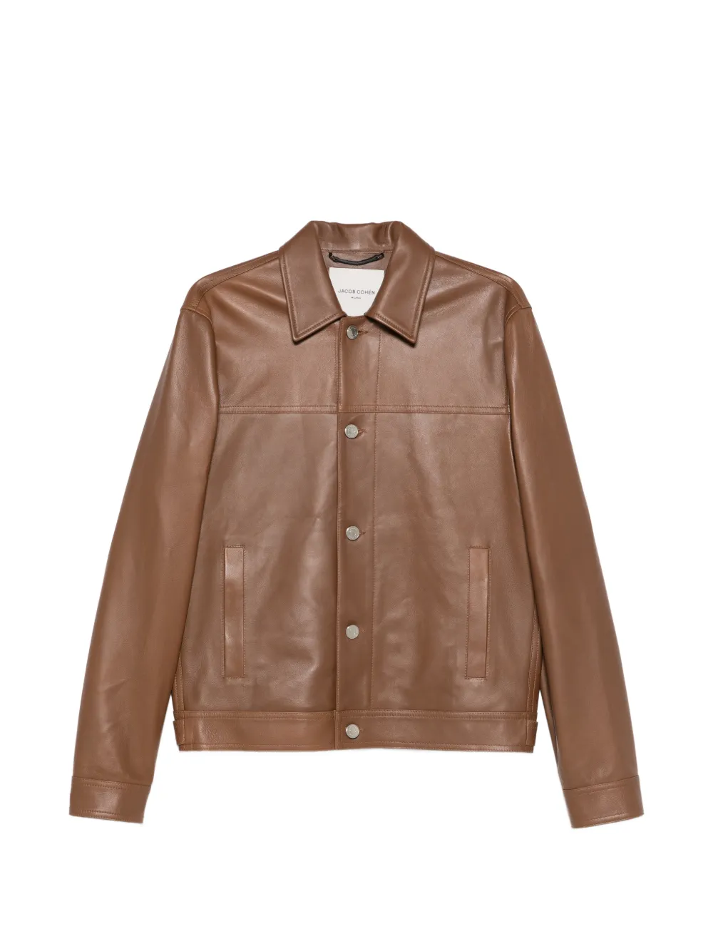 Jacob Cohën button-fastening leather jacket - Marrone