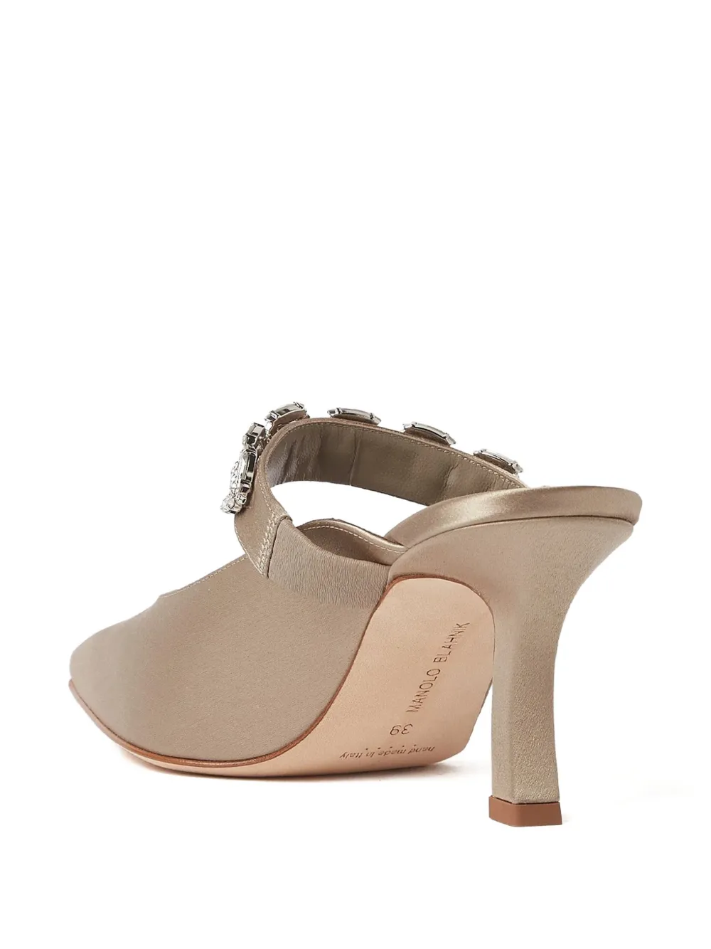 Manolo Blahnik Muiltjes verfraaid met kristallen Beige