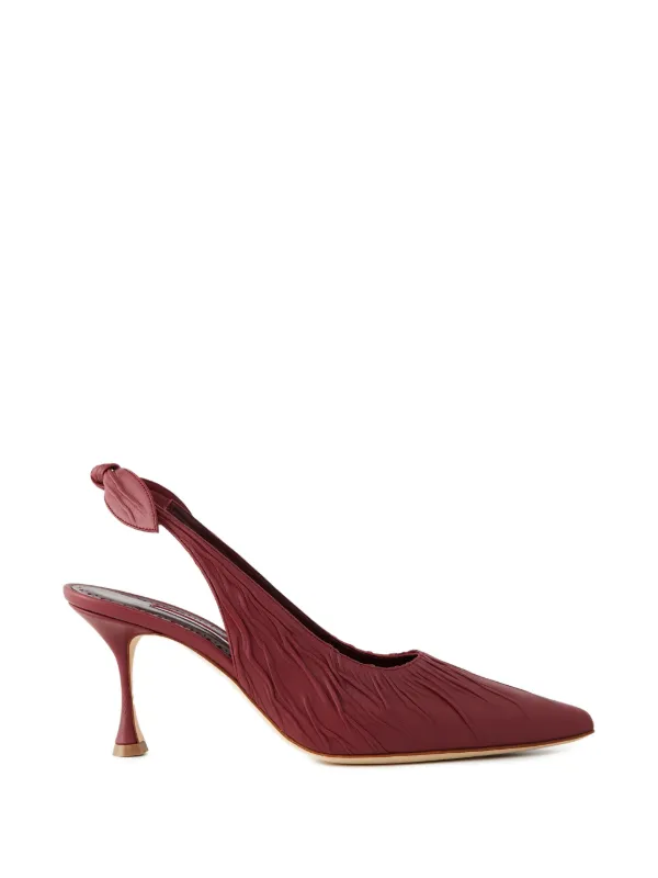 Manolo Blahnik Pelagalo Pleated Pumps in Red