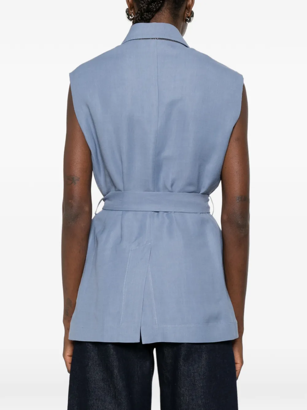 Brunello Cucinelli Bodywarmer met ceintuur Blauw