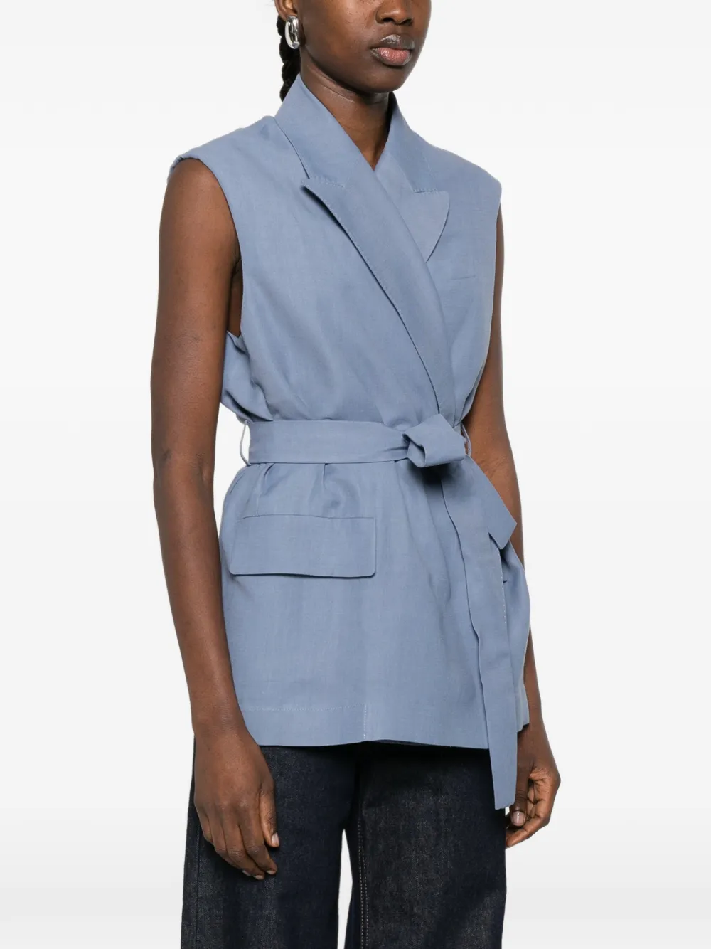  Brunello Cucinelli Belted Gilet - Blue 