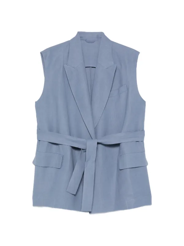 Brunello Cucinelli Belted Gilet in Blue